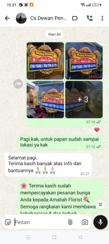 Testimonial Papan Bunga Pernikahan puri indah